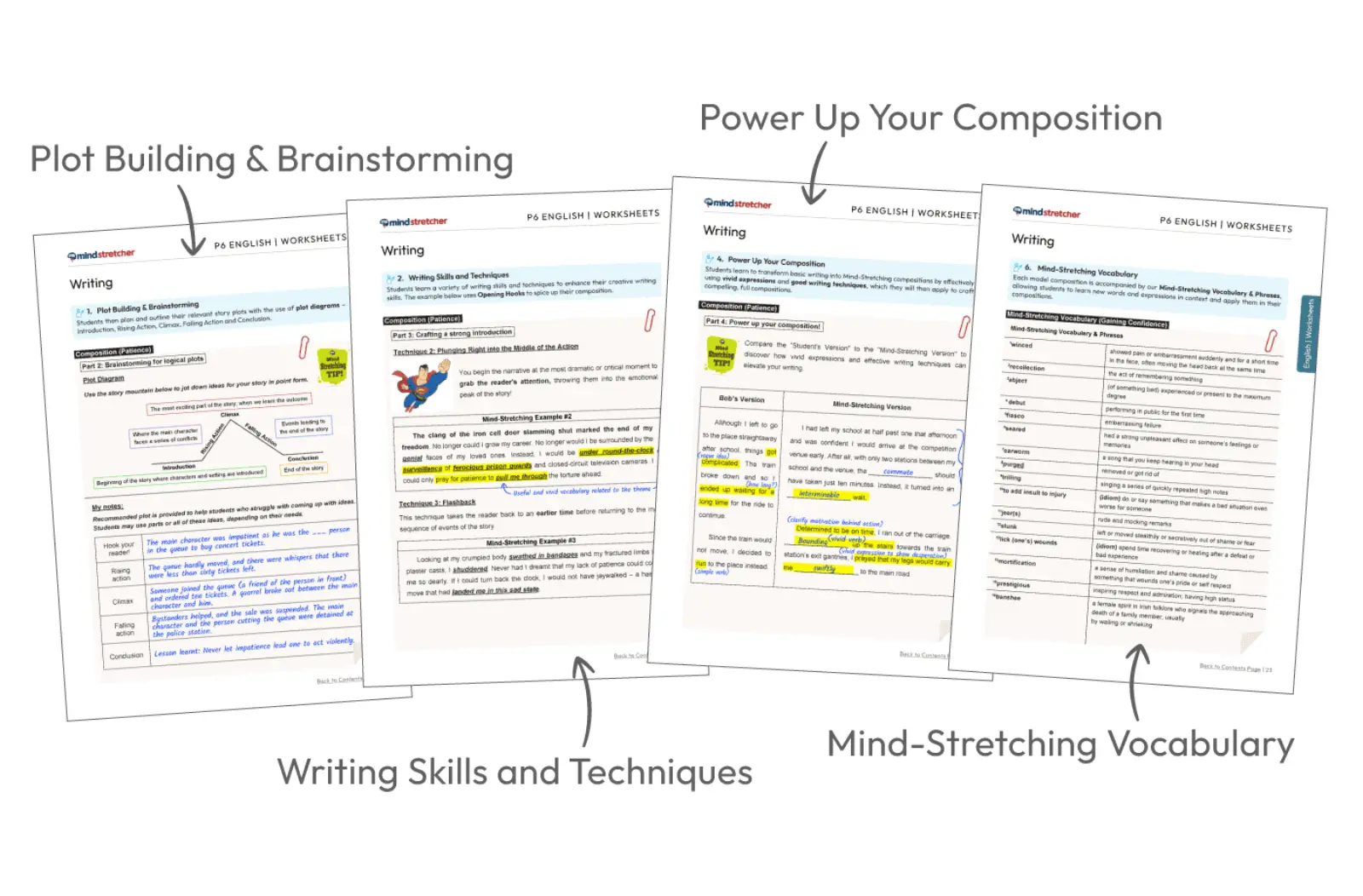 A spread of Mind Stretcher Primary 6 English Paper 1: Writing materials